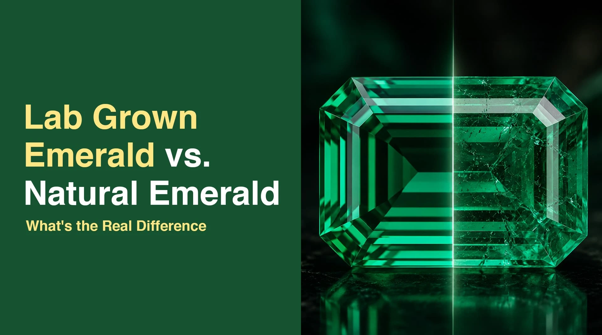 Comparación entre esmeraldas cultivadas en laboratorio y esmeraldas naturales, en la que se muestran las diferencias en cuanto a la claridad, el color y las inclusiones de las esmeraldas entre gemas de primera calidad