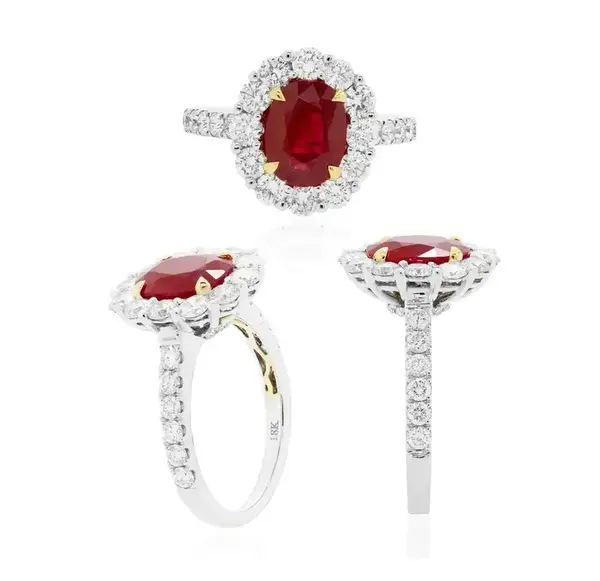 Lab grown ruby close-up — vivid red ruby gemstone